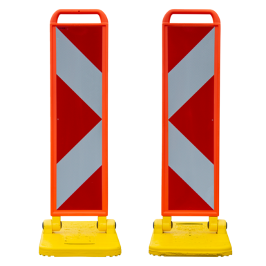 Sygnalizator składany, żółto-pomarańczowy, ze strzałką w prawo/lewo, dwustronny, RA2