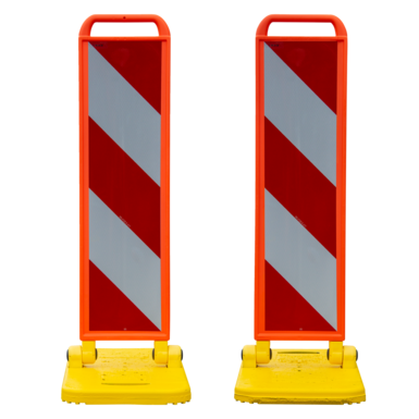 Sygnalizator składany, żółto-pomarańczowy, ze strzałką w prawo/w lewo, dwustronny, RA2