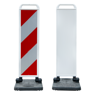 Składana tablica ostrzegawcza czarno-biały | lewostronna, jednostronna, z pasami ukośnymi RA2