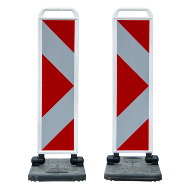 Składana tablica ostrzegawcza czarno-biała | prawostronna/prawostronna, dwustronna strzałka RA2.