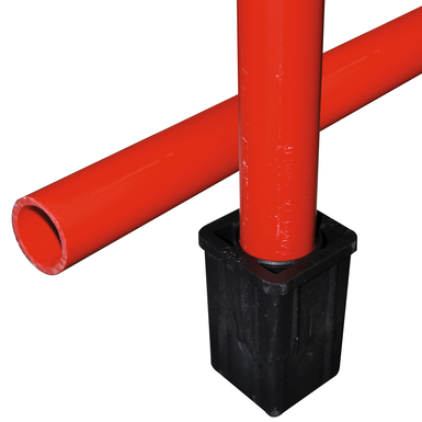 Słupek okrągły z tworzywa sztucznego 2,00 m | czerwona | stopka do rury czarna 60x60 (niezamontowana)